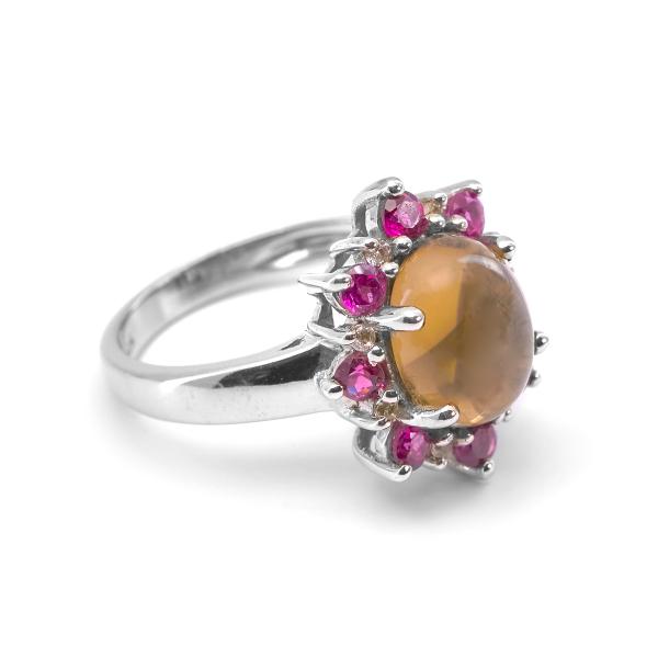 Bague rhodolite, quartz argent Tatyana
